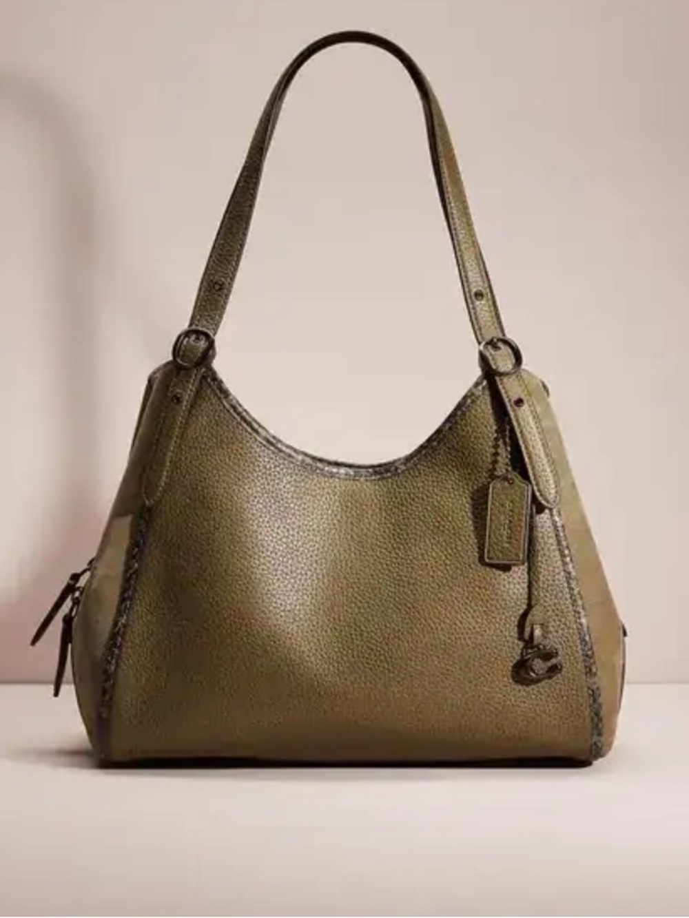 Coach Lori Shoulder Bag with Snakeskin Detail Style No. C5266 Pewter/Army Green